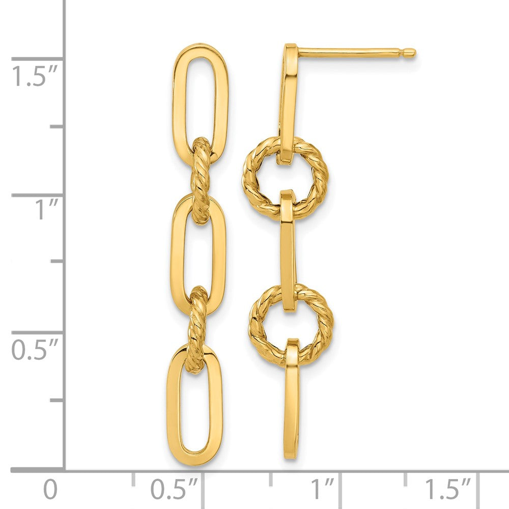 14k Yellow Gold 7.9 mm Polished Chain Link Dangle Post Earrings (2.8 grams)