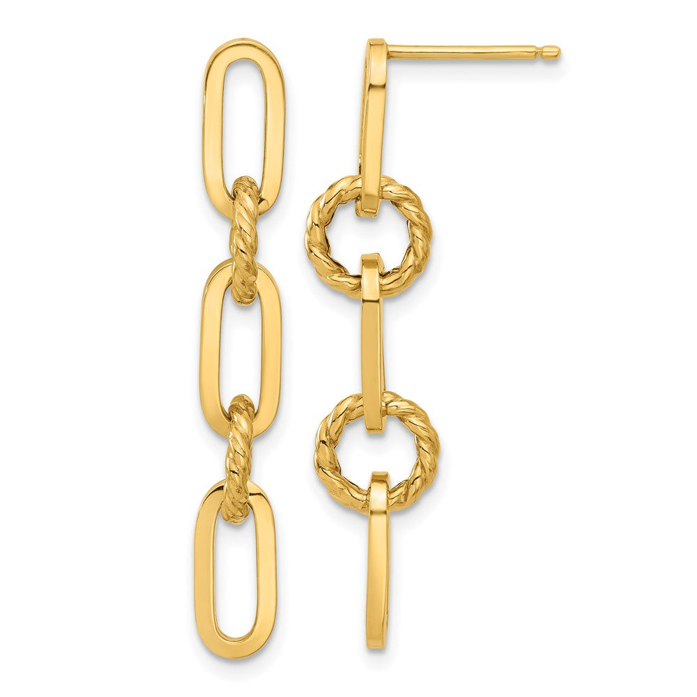 14k Yellow Gold 7.9 mm Polished Chain Link Dangle Post Earrings (2.8 grams)