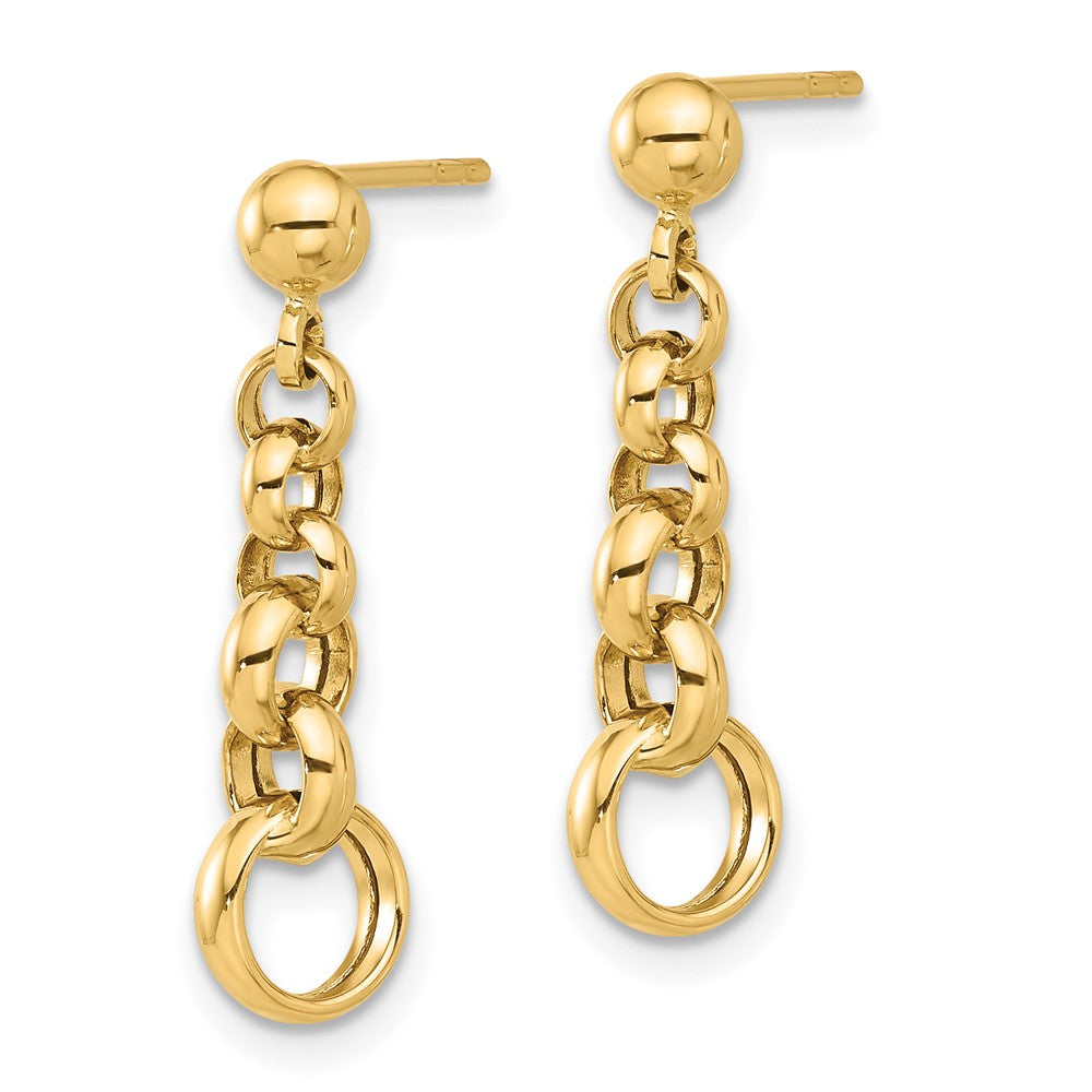 14k Yellow Gold 6.7 mm Polished Circle Link Post Earrings (1.41 grams)