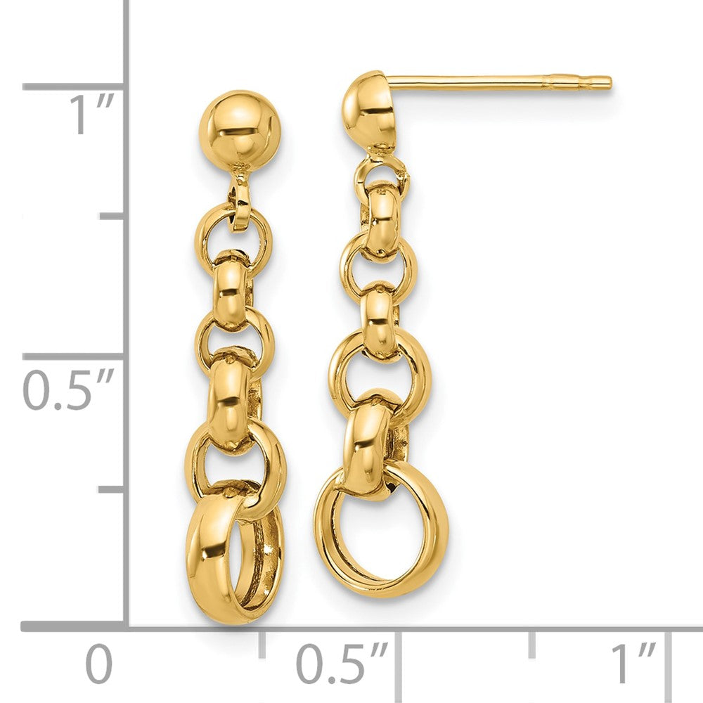 14k Yellow Gold 6.7 mm Polished Circle Link Post Earrings (1.41 grams)