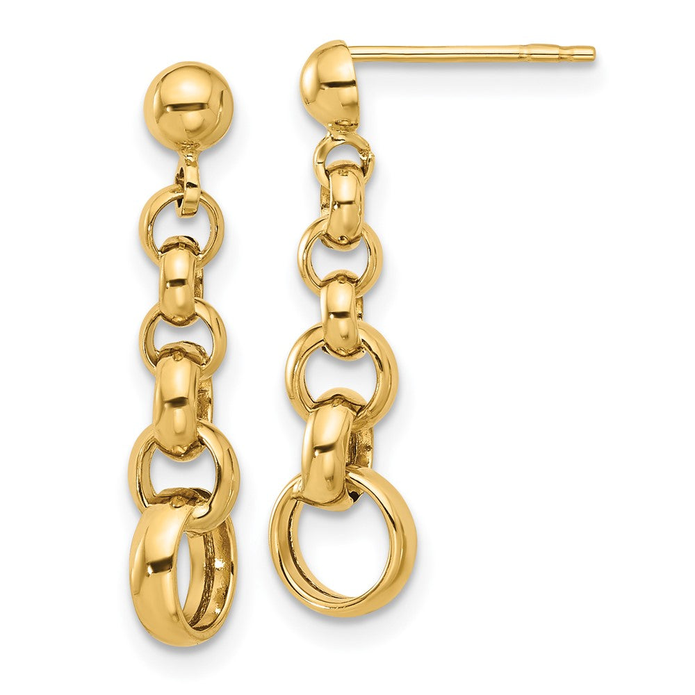 14k Yellow Gold 6.7 mm Polished Circle Link Post Earrings (1.41 grams)