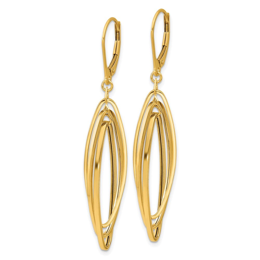 14k Yellow Gold 9.5 mm Polished Oval Twisted Dangle Leverback Earrings (2.57 grams)