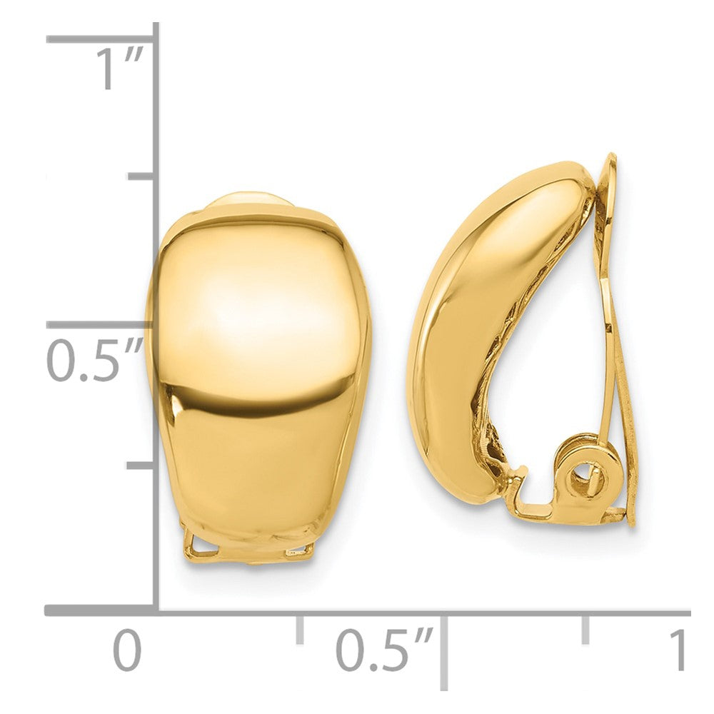 14k Yellow Gold 11 mm Polished Omega Clip Non-pierced Earrings (3.63 grams)