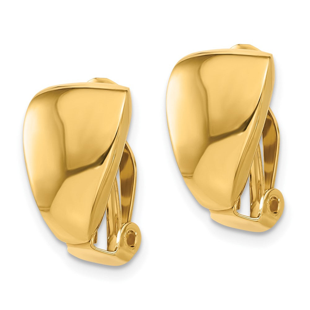 14k Yellow Gold 10.4 mm Polished Omega Clip Non-pierced Earrings (3.34 grams)