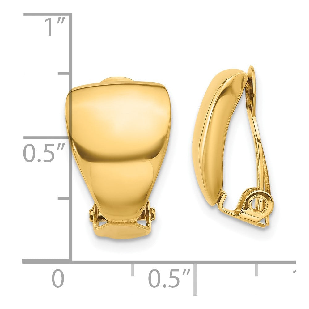 14k Yellow Gold 10.4 mm Polished Omega Clip Non-pierced Earrings (3.34 grams)