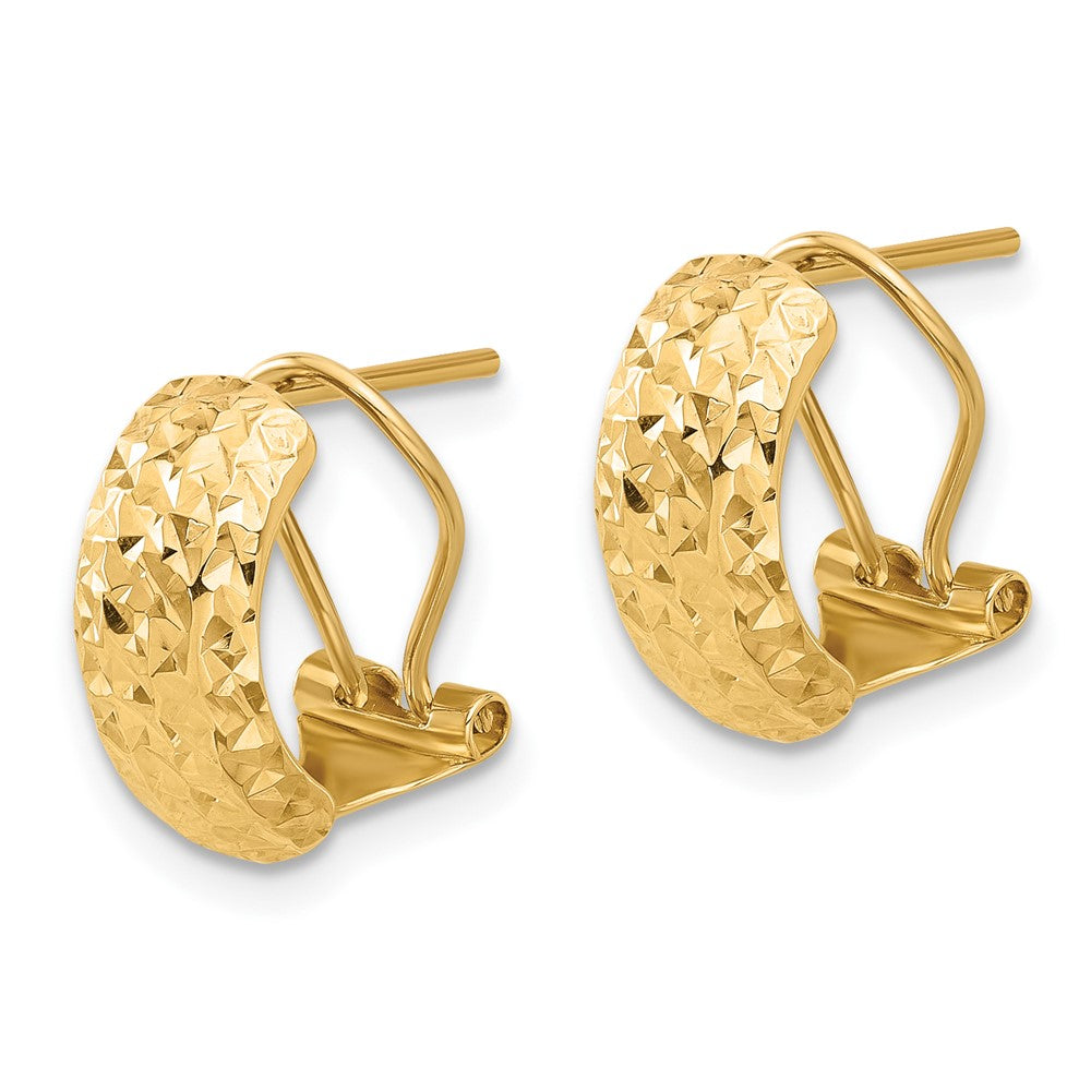 14k Yellow Gold 6.4 mm Polished and Diamond-cut Omega Back Earrings (1.48 grams)
