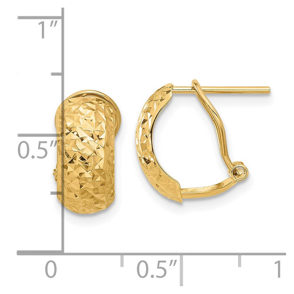 14k Yellow Gold 6.4 mm Polished and Diamond-cut Omega Back Earrings (1.48 grams)