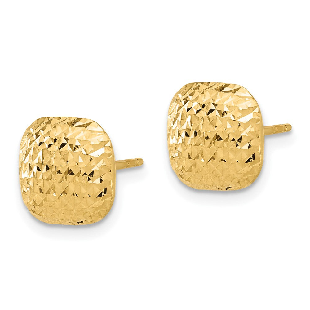 14k Yellow Gold 10.1 mm Puffed Square Post Earrings (1.35 grams)