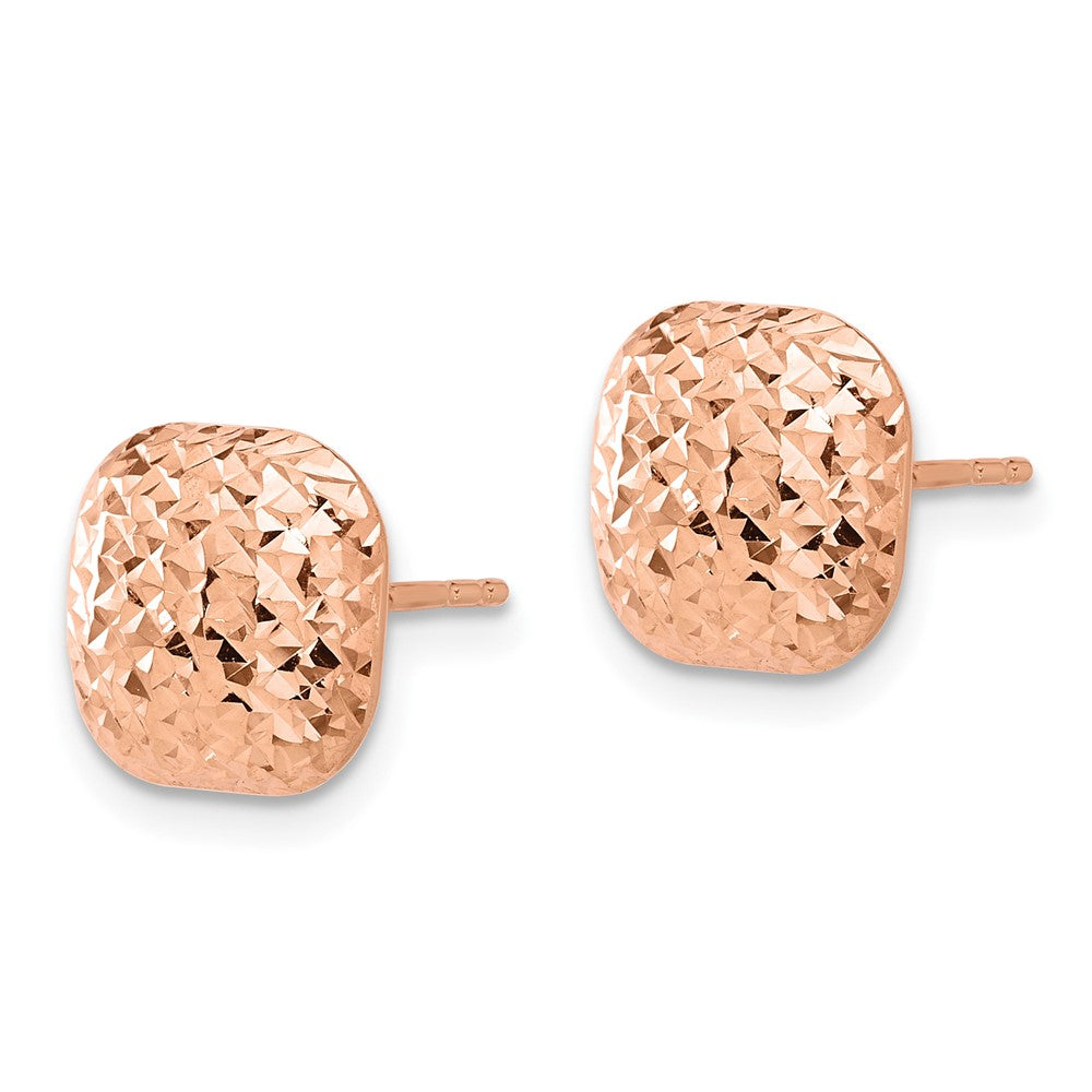 14k Rose Gold 10.1 mm Puffed Square Post Earrings (1.39 grams)