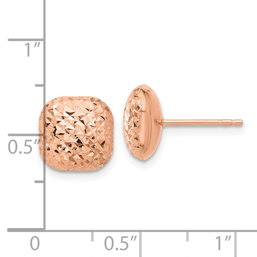 14k Rose Gold 10.1 mm Puffed Square Post Earrings (1.39 grams)