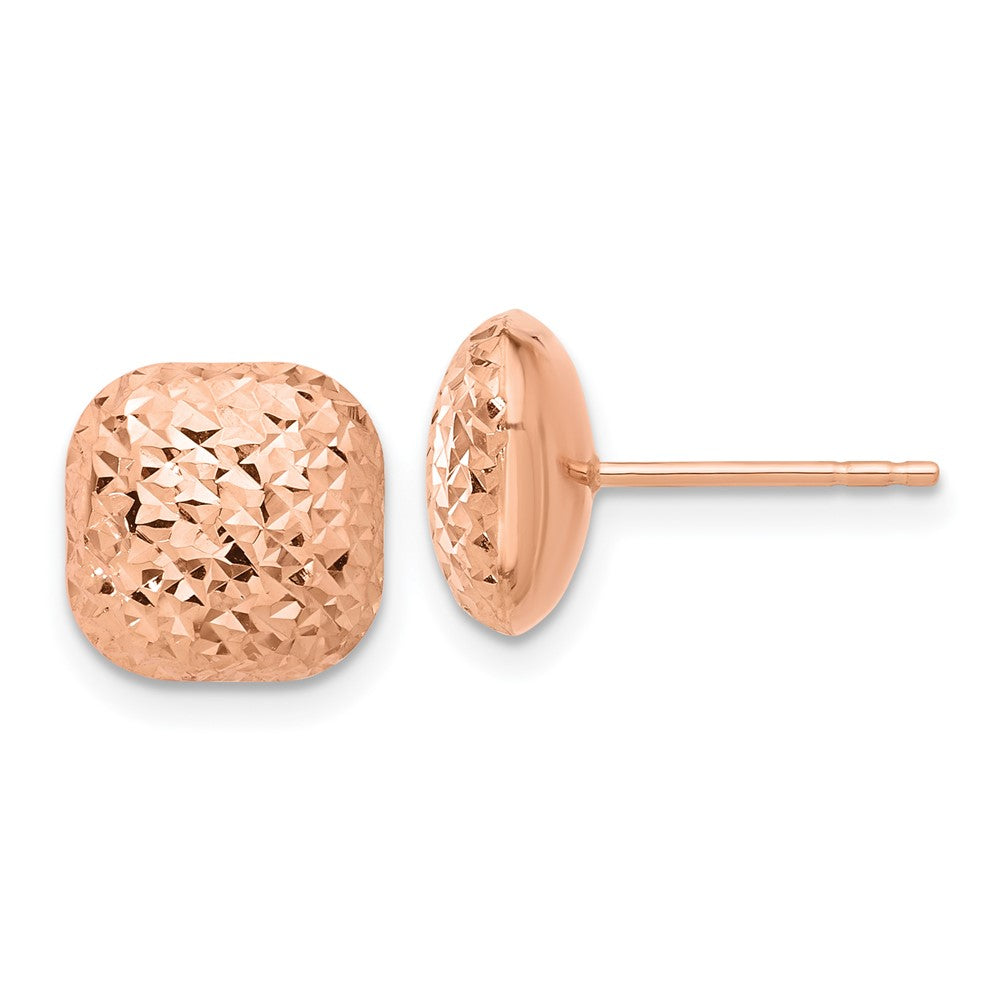 14k Rose Gold 10.1 mm Puffed Square Post Earrings (1.39 grams)