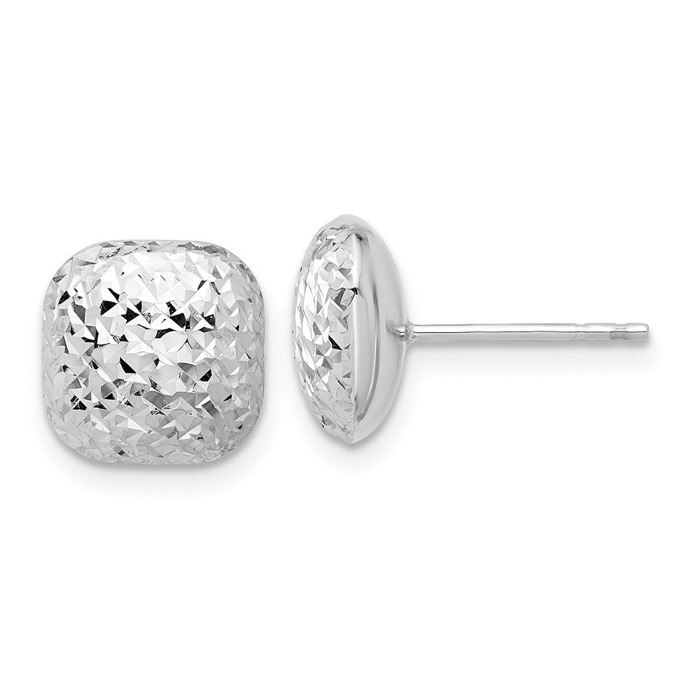 14k White Gold 10.1 mm Puffed Square Post Earrings (1.42 grams)