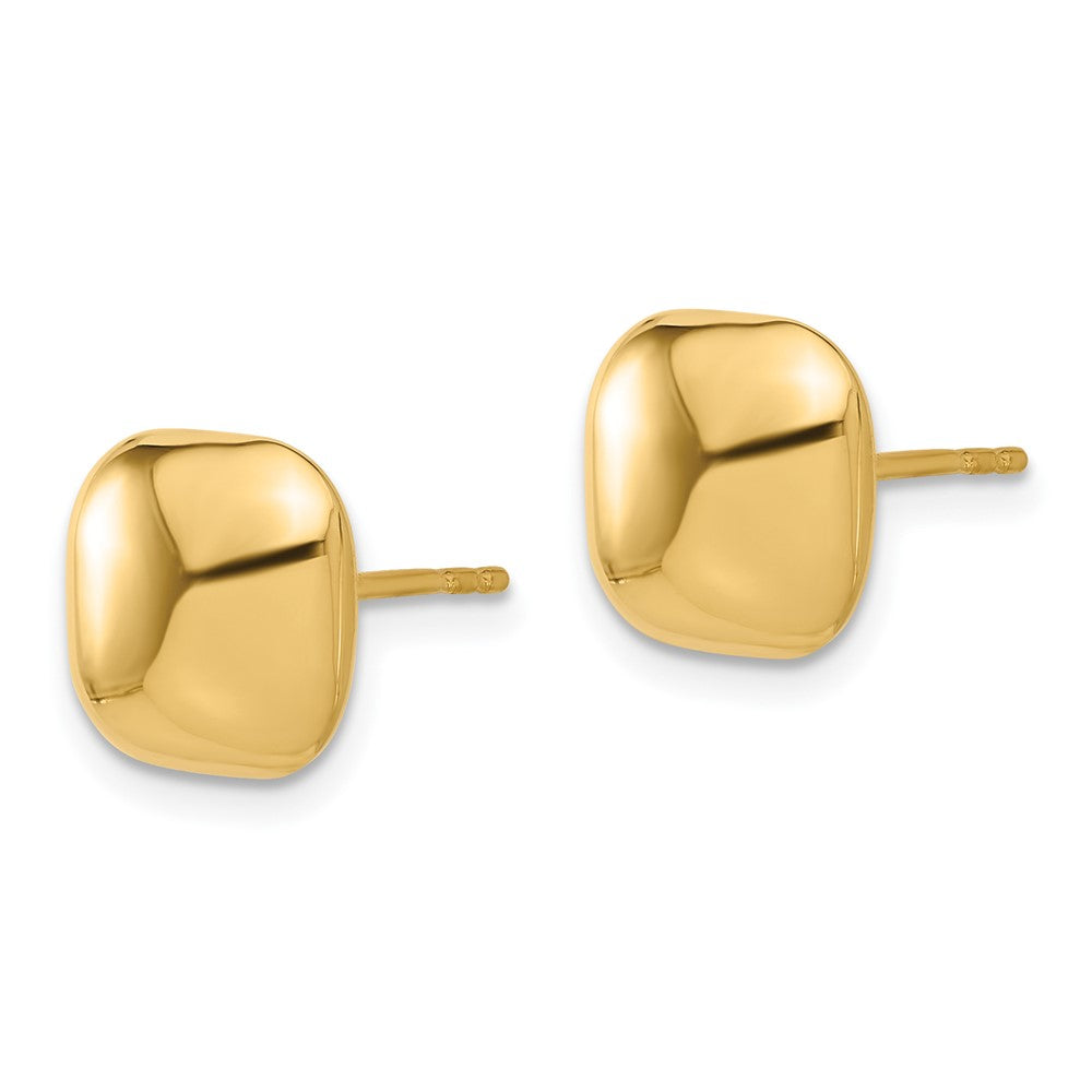14k Yellow Gold 10.1 mm Puffed Square Post Earrings (1.54 grams)