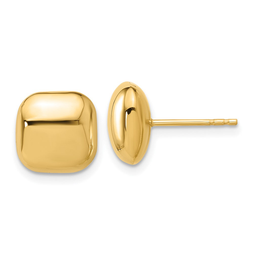 14k Yellow Gold 10.1 mm Puffed Square Post Earrings (1.54 grams)