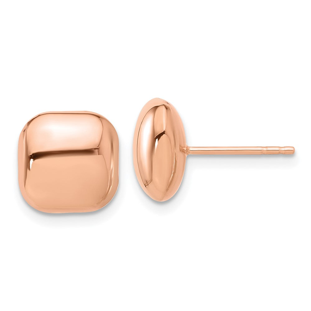 14k Rose Gold 10.1 mm Puffed Square Post Earrings (1.53 grams)