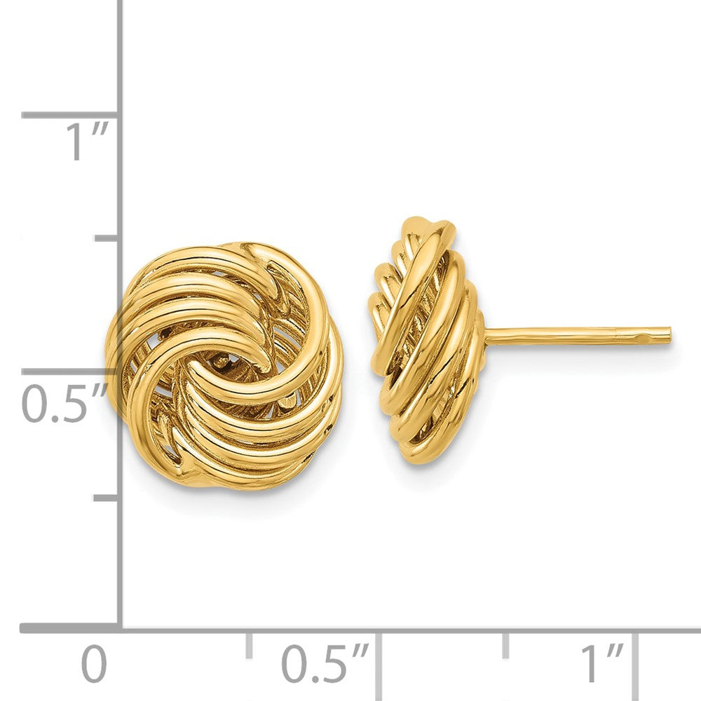14k Yellow Gold 11.4 mm Polished Love Knot Post Earrings (2.13 grams)