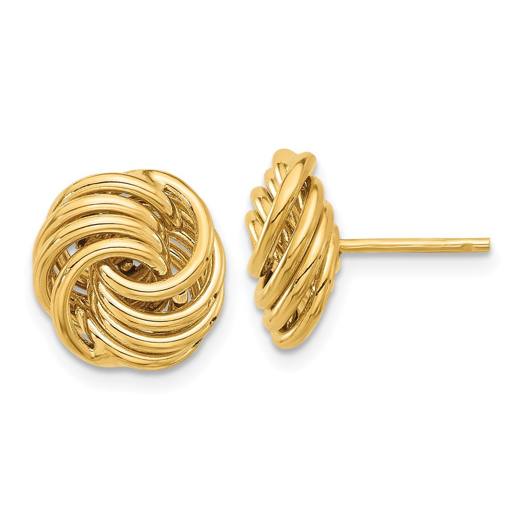 14k Yellow Gold 11.4 mm Polished Love Knot Post Earrings (2.13 grams)