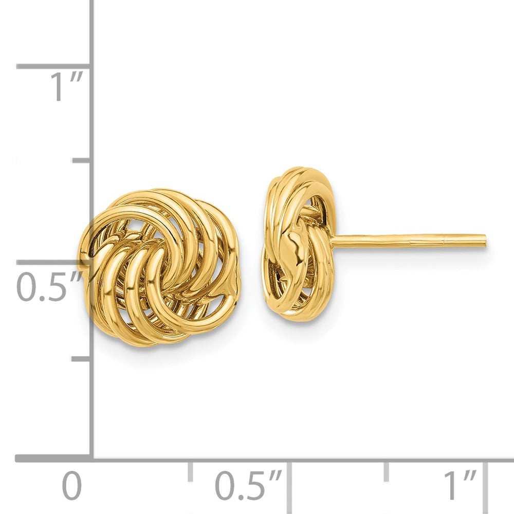 14k Yellow Gold 9.8 mm Polished Love Knot Post Earrings (1.1 grams)