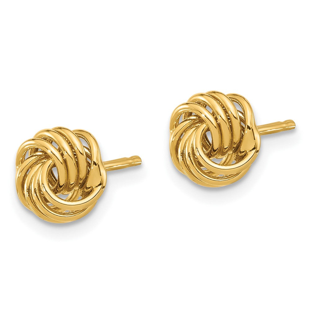 14k Yellow Gold 7.6 mm Polished Love Knot Post Earrings (0.85 grams)