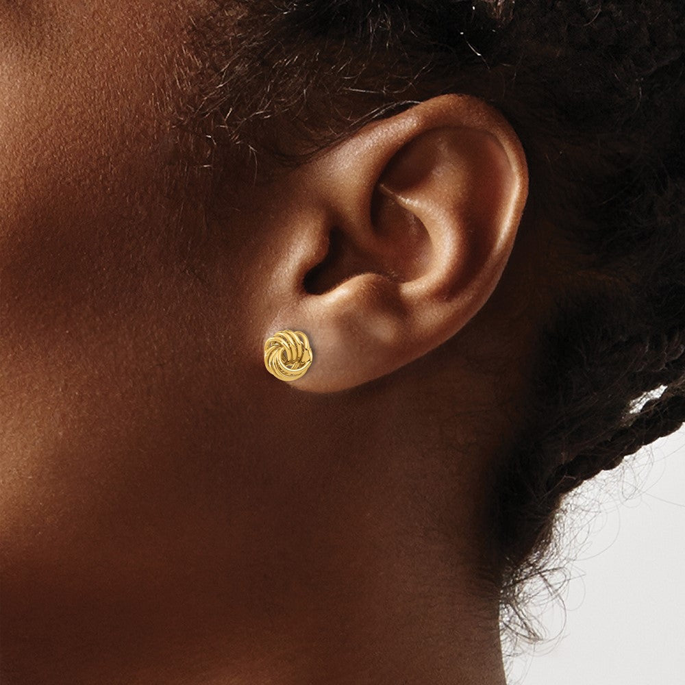 14k Yellow Gold 7.6 mm Polished Love Knot Post Earrings (0.85 grams)