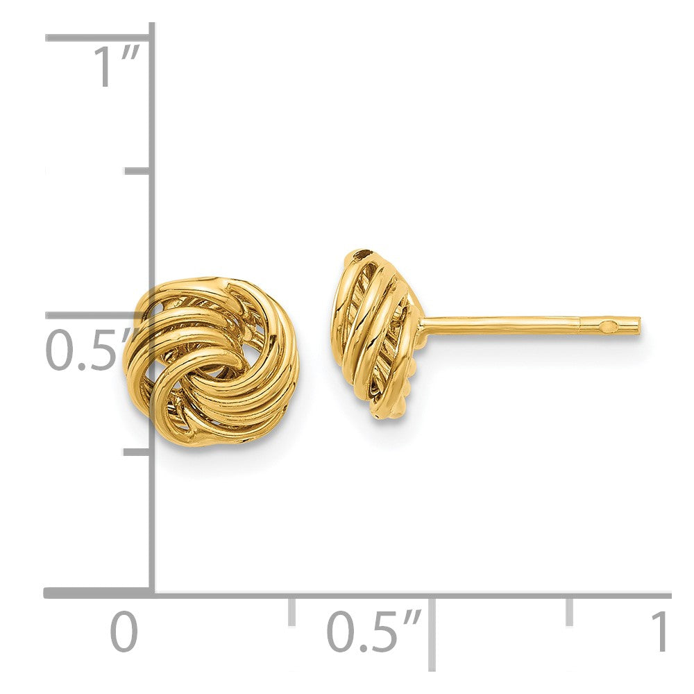 14k Yellow Gold 7.6 mm Polished Love Knot Post Earrings (0.85 grams)