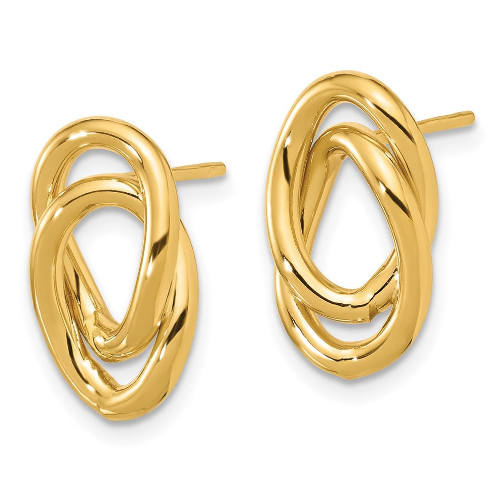 14k Yellow Gold 9.8 mm Polished Interlocked Links Post Earrings (1.48 grams)