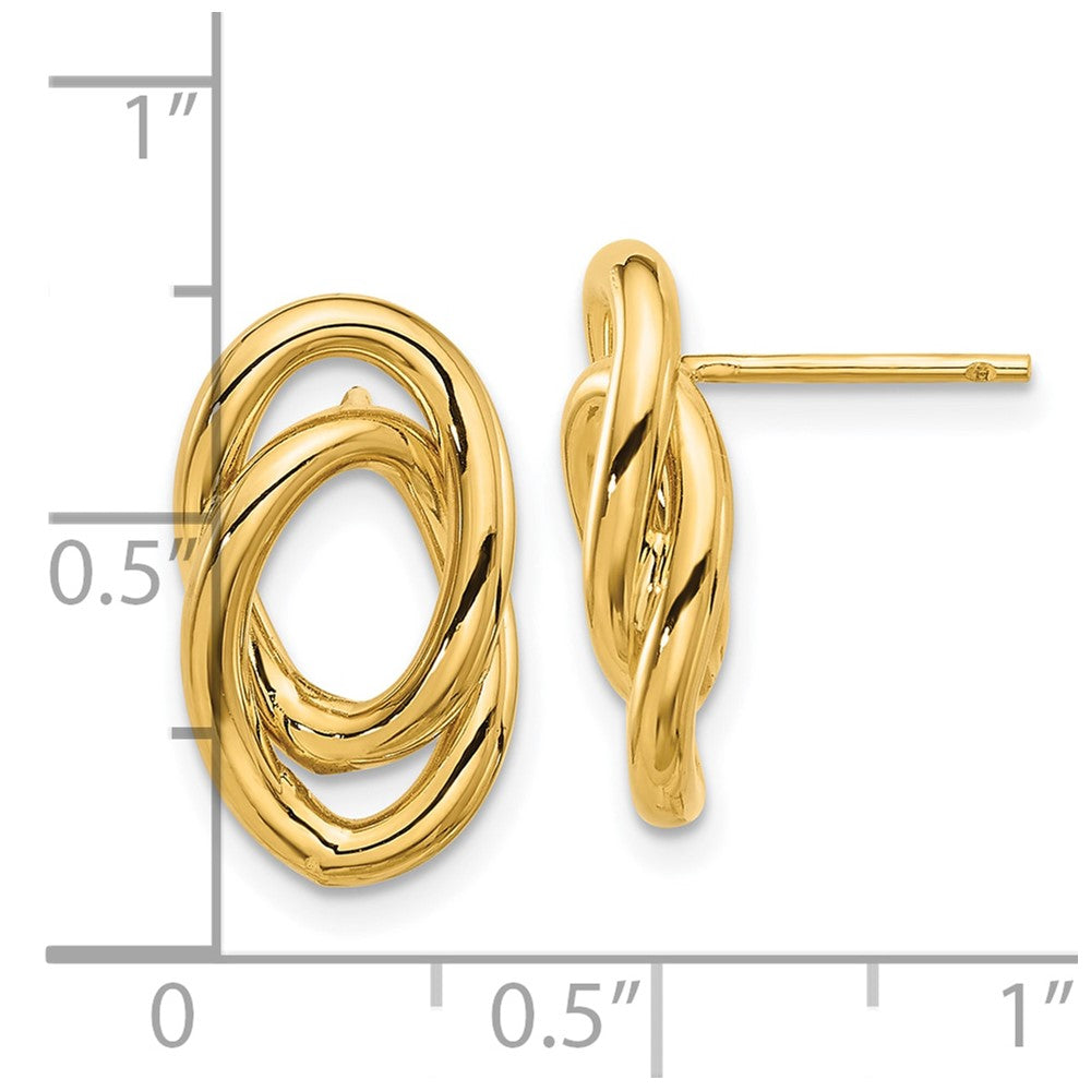 14k Yellow Gold 9.8 mm Polished Interlocked Links Post Earrings (1.48 grams)