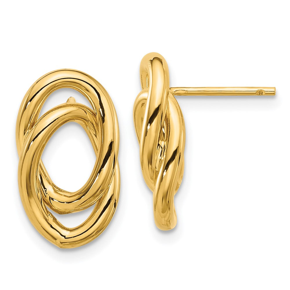 14k Yellow Gold 9.8 mm Polished Interlocked Links Post Earrings (1.48 grams)