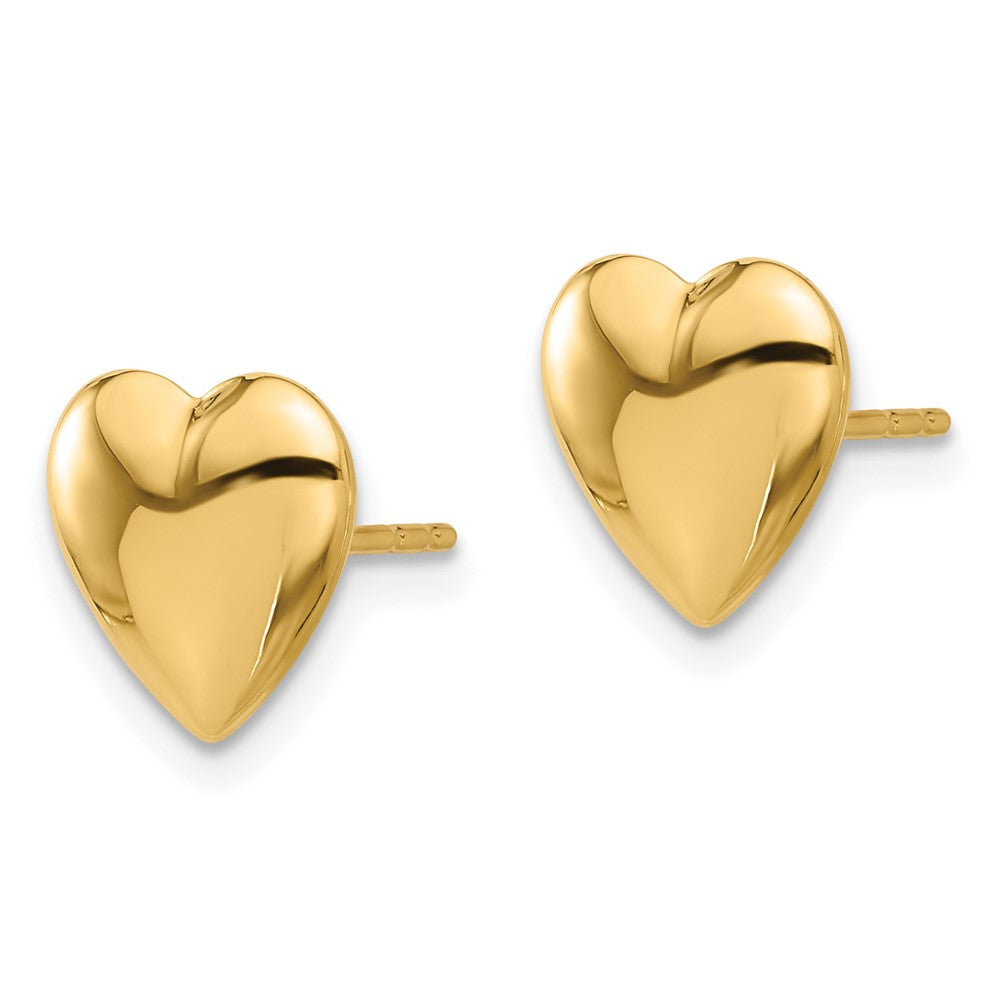 14k Yellow Gold 9.5 mm Polished Puffed Heart Post Earrings (1.11 grams)