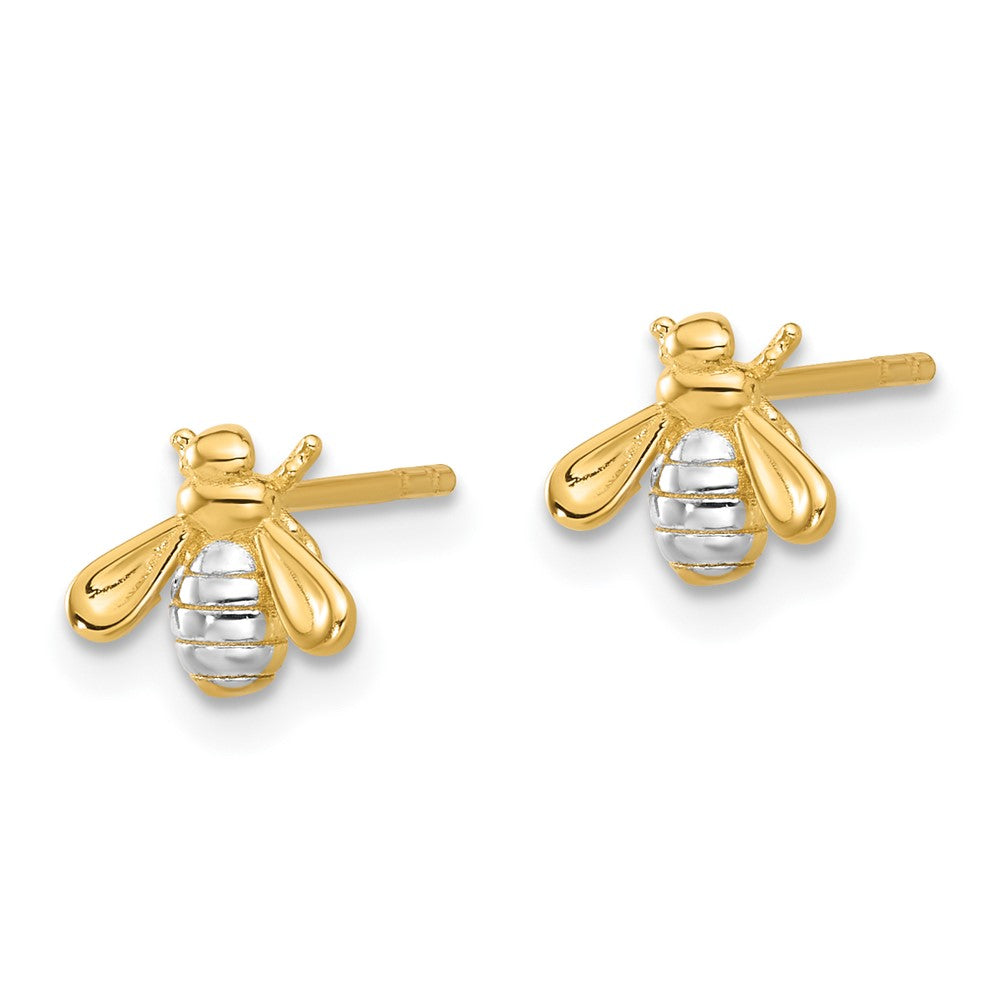 14k Yellow & Rhodium 8.1 mm  Polished Bee Post Earrings (1.38 grams)