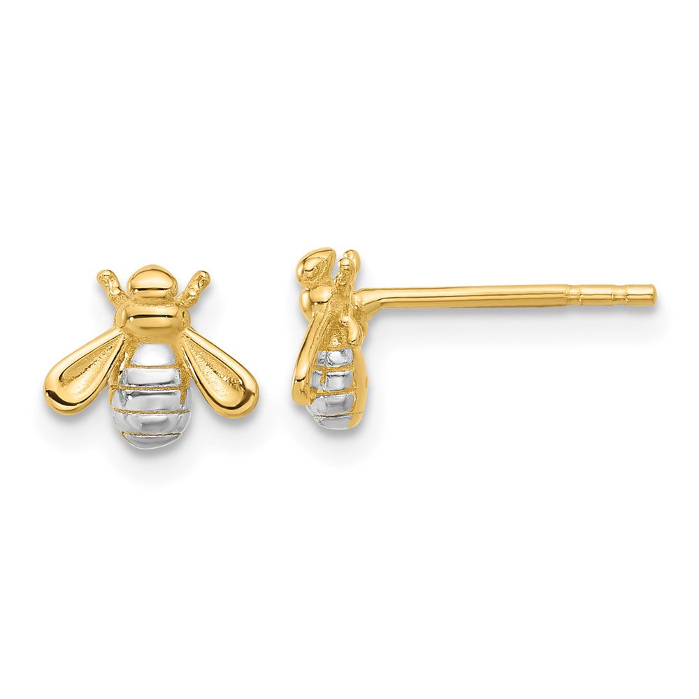 14k Yellow & Rhodium 8.1 mm  Polished Bee Post Earrings (1.38 grams)