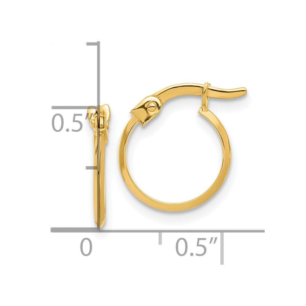 14k Yellow Gold 11.5 mm Polished Knife Edge Hoop Earrings (0.58 grams)