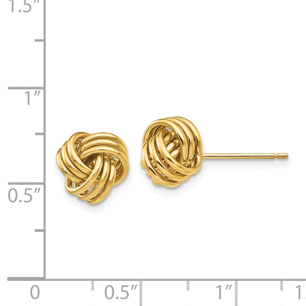 14k Yellow Gold 9 mm Polished Triple Knot Post Earrings (1.97 grams)