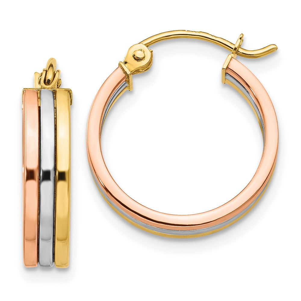 14k Tri-Color 4 mm Tri Color Hoop Earrings (1.81 grams)
