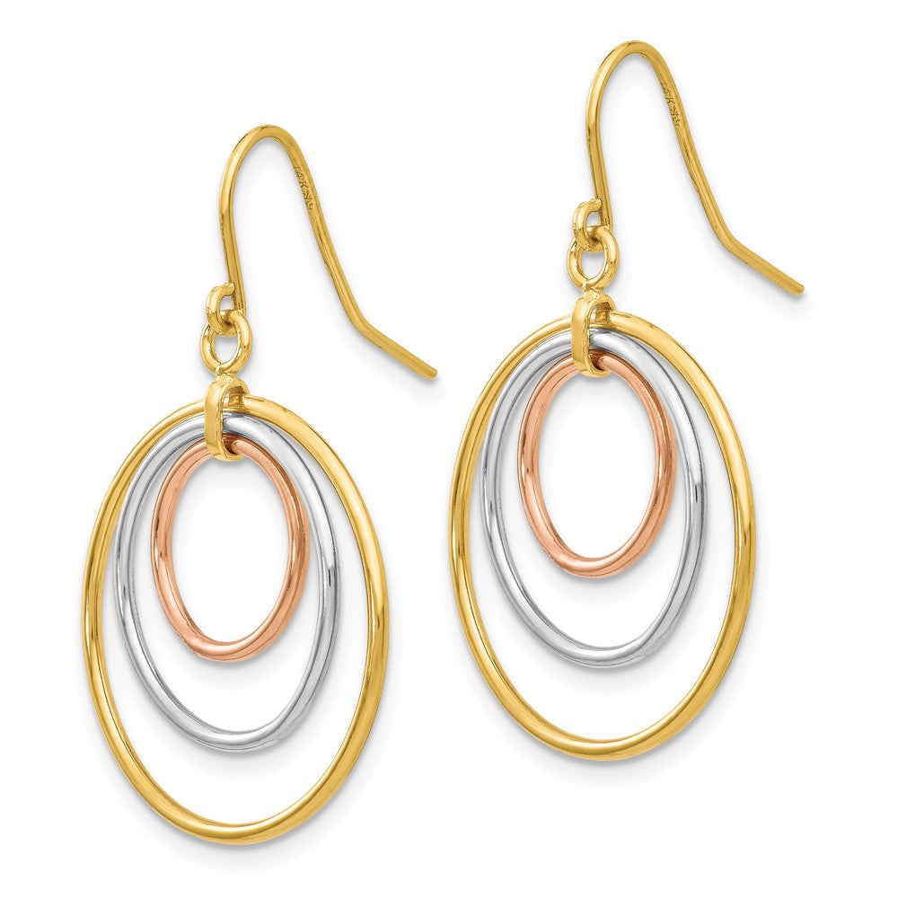 14k Tri-Color 20 mm Circle Dangle Earrings (1.73 grams)