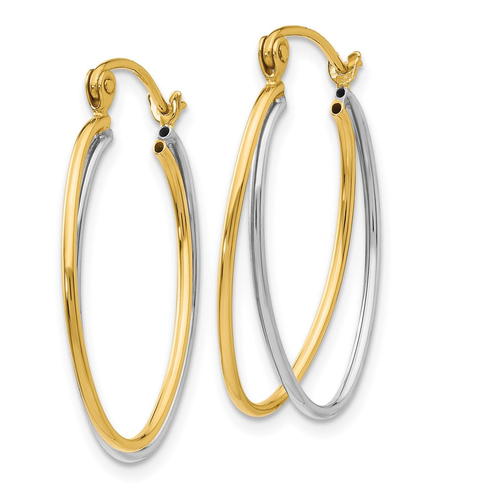 14k Two-tone 3 mm Two Tone Hoop Earrings (1.12 grams)