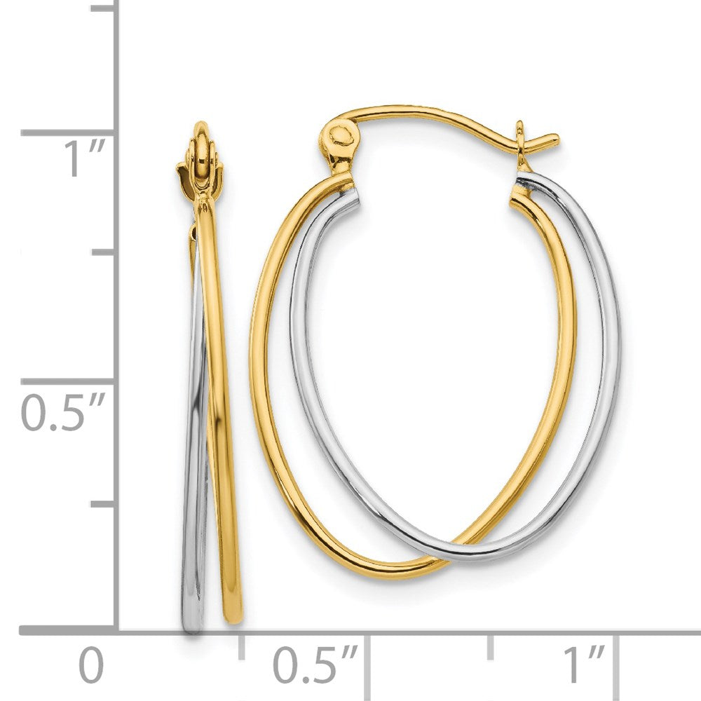 14k Two-tone 3 mm Two Tone Hoop Earrings (1.12 grams)