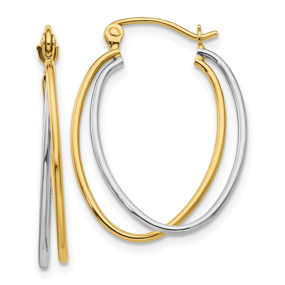 14k Two-tone 3 mm Two Tone Hoop Earrings (1.12 grams)