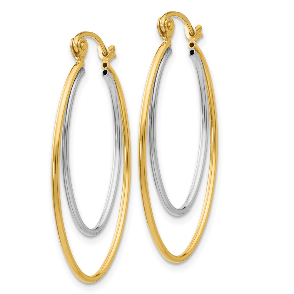 14k Two-tone 3 mm Two Tone Lightweight Hoop Earrings (1.24 grams)