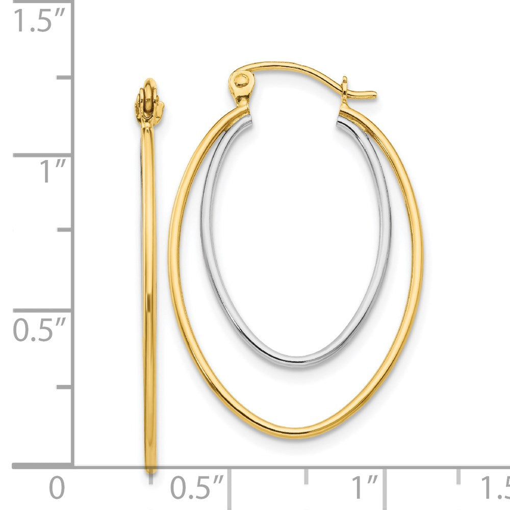 14k Two-tone 3 mm Two Tone Lightweight Hoop Earrings (1.24 grams)