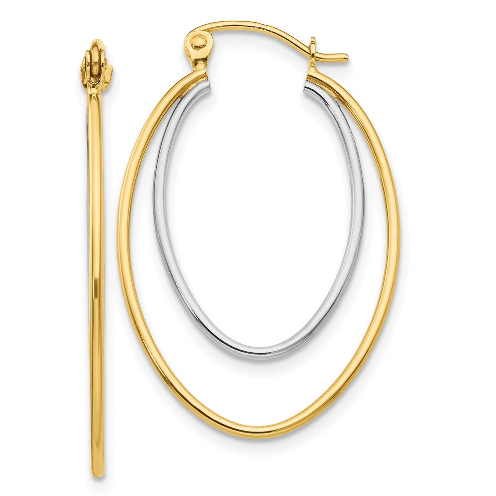 14k Two-tone 3 mm Two Tone Lightweight Hoop Earrings (1.24 grams)