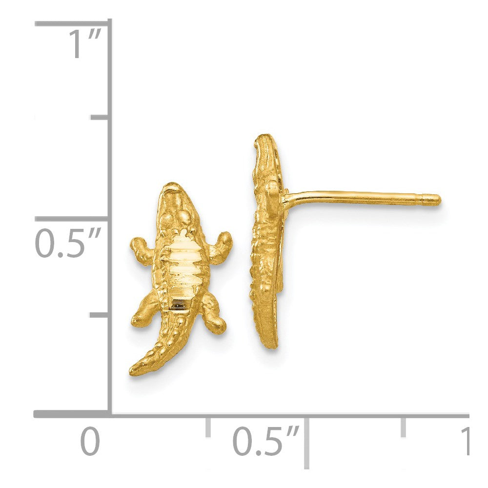 14k Yellow Gold 7 mm Diamond-cut Alligator Earrings (1.17 grams)