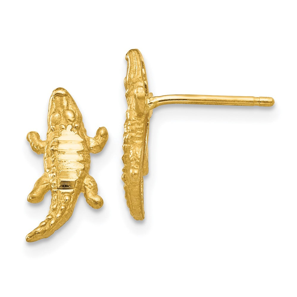 14k Yellow Gold 7 mm Diamond-cut Alligator Earrings (1.17 grams)