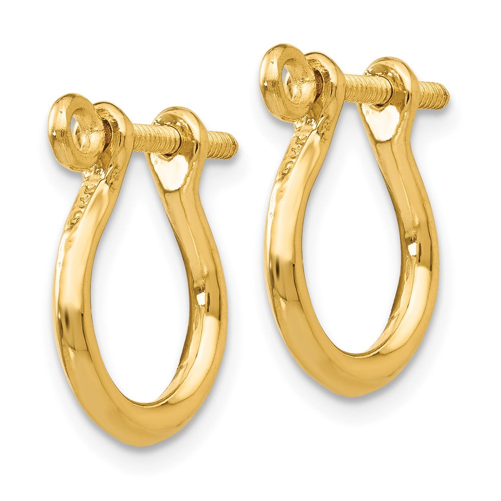 14k Yellow Gold 3 mm D Shackle Link Screw Earrings (1.86 grams)
