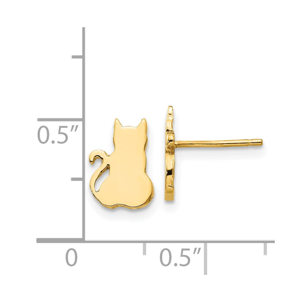 14k Yellow Gold 7 mm Cat Earrings (1 grams)