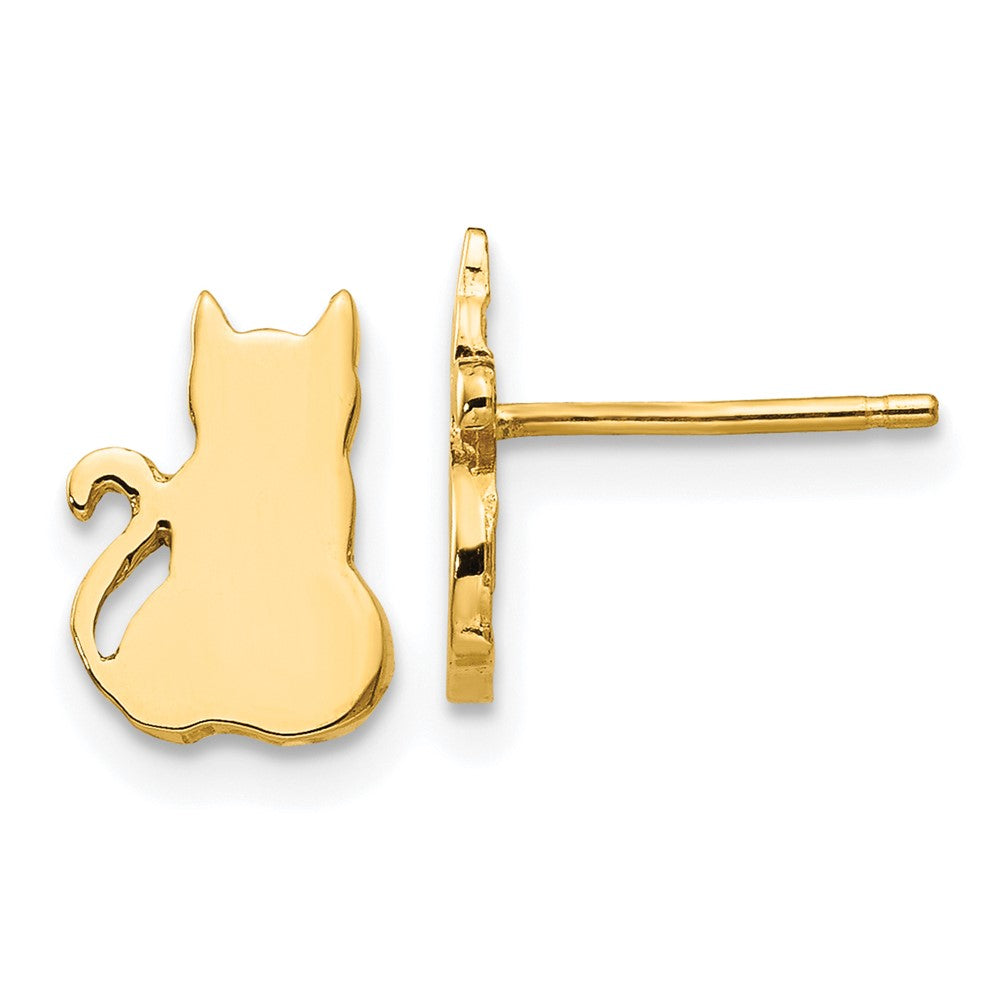 14k Yellow Gold 7 mm Cat Earrings (1 grams)