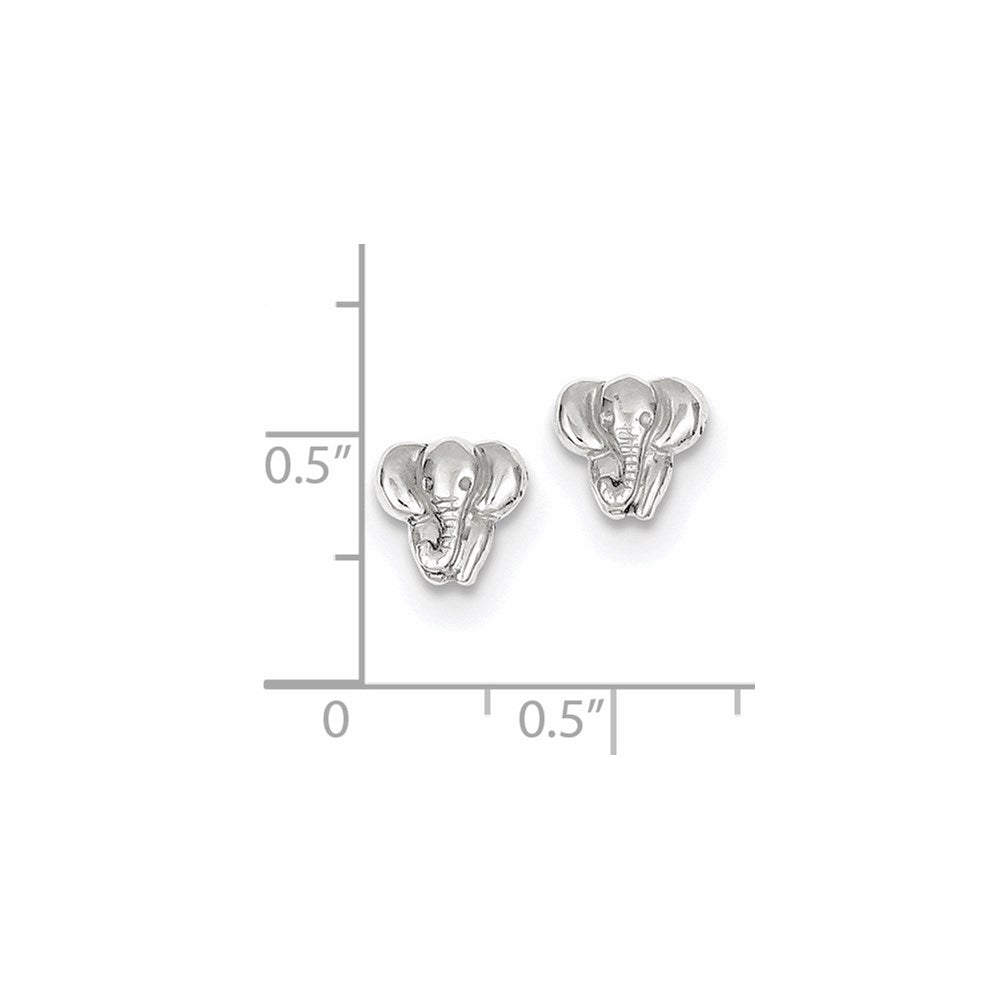 14k White Gold 8 mm Elephant Earrings (1.04 grams)
