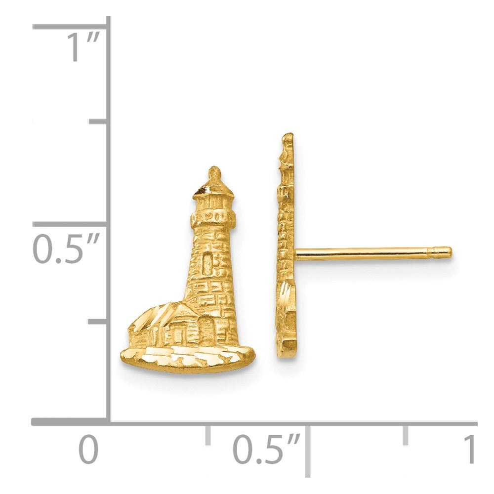 14k Yellow Gold 8 mm Diamond-cut Lighthouse Earrings (1.14 grams)