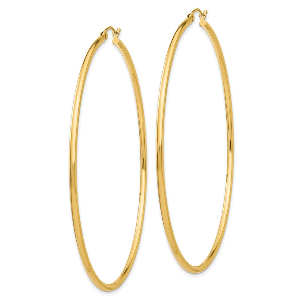 14k Yellow Gold 2 mm Round Tube Hoop Earrings (4.47 grams)