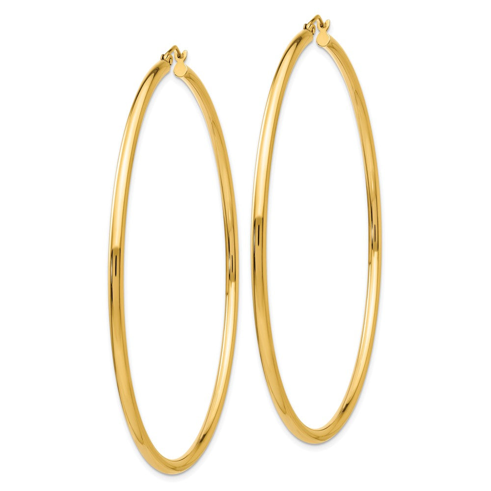 14k Yellow Gold 2.5 mm Round Tube Hoop Earrings (4.79 grams)